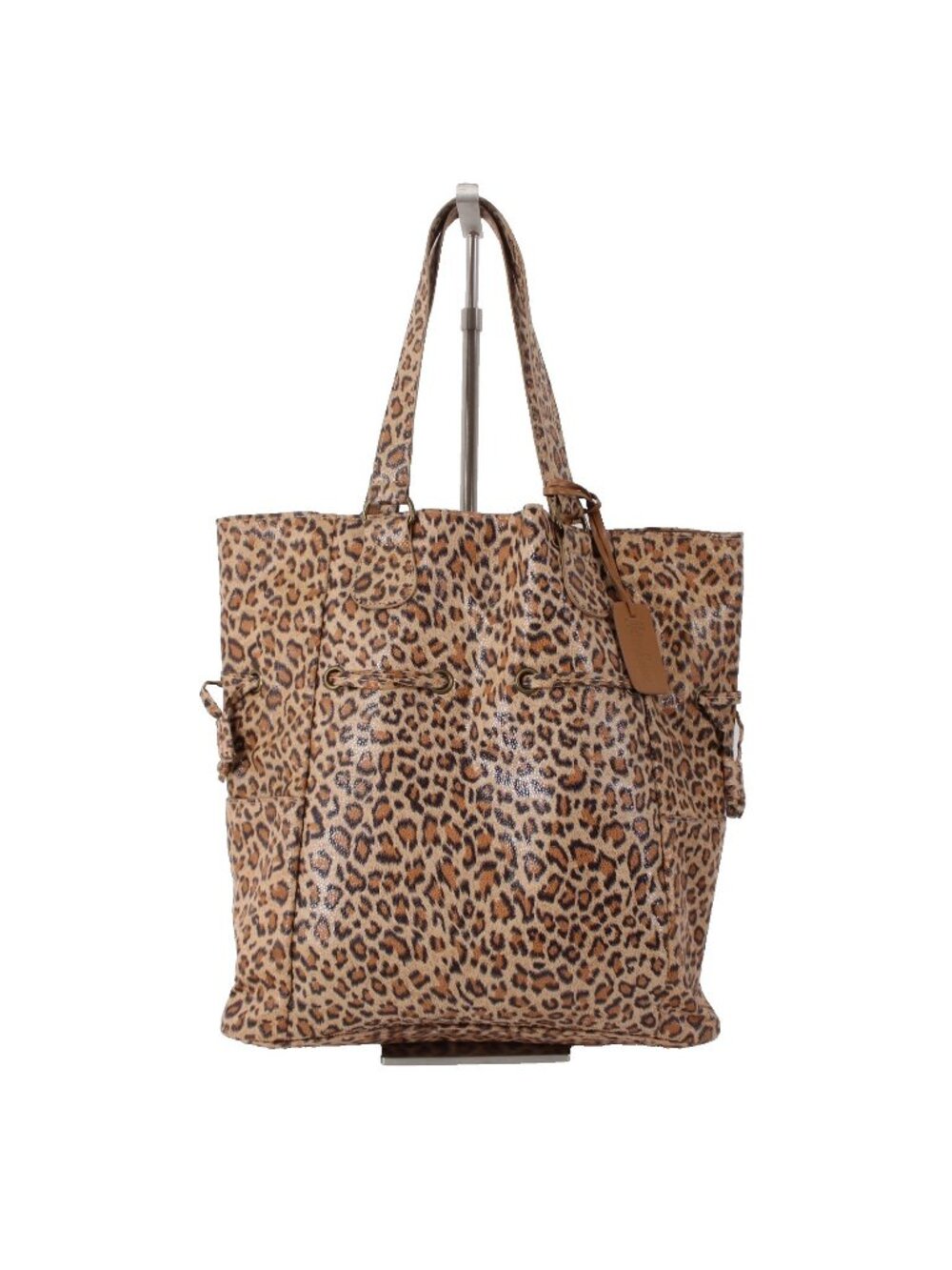 Neiman Marcus Purse 14 x 13 x 4 Brown Black Animal Print Shiny Fabric Shoulder